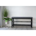 Padova Bench - Bench with cushion and 2 shelves, grey, black legs 100x34x50 cm - Afbeelding 8