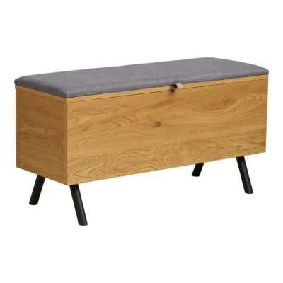 Barco Bench with storage - Bench with storage, oak look 92x33x48 cm