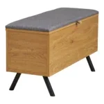 Barco Bench with storage - Bench with storage, oak look 92x33x48 cm - Afbeelding 5