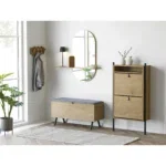 Barco Bench with storage - Bench with storage, oak look 92x33x48 cm - Afbeelding 10