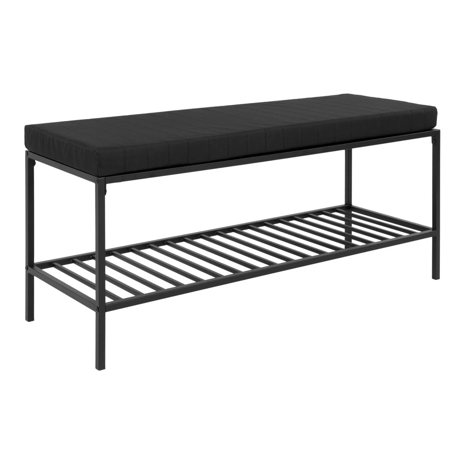 1401250-0.webp Vita Bench - Bench with cushion and shelf, black with black legs 100x36x48,5 cm - Afbeelding 1