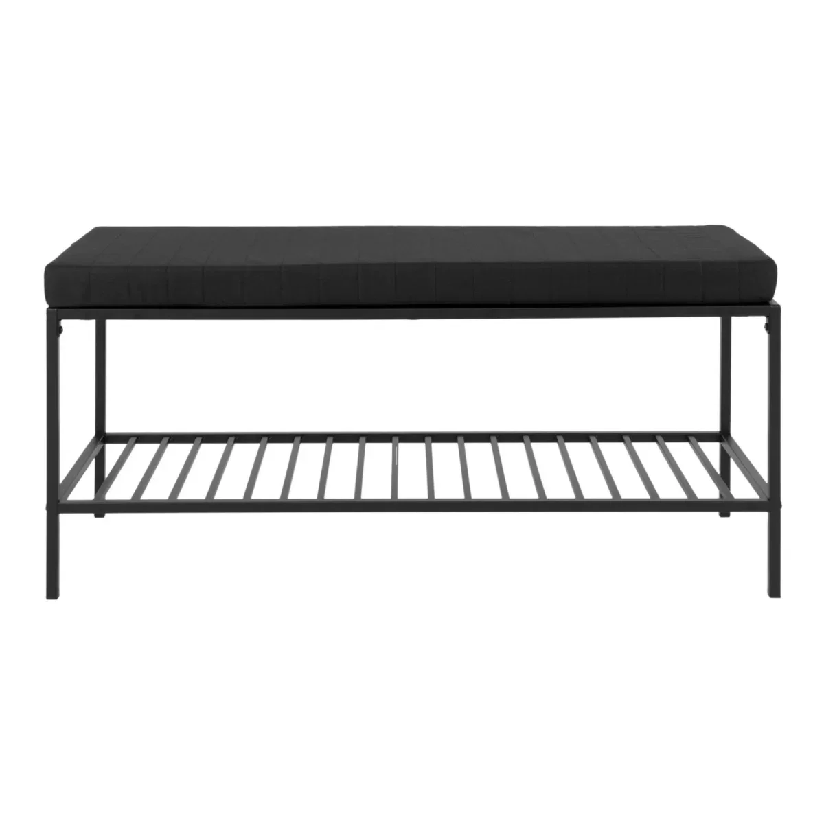 Vita Bench - Bench with cushion and shelf, black with black legs 100x36x48,5 cm - Afbeelding 2