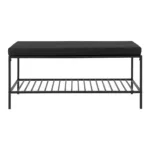 Vita Bench - Bench with cushion and shelf, black with black legs 100x36x48,5 cm - Afbeelding 2