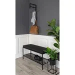 Vita Bench - Bench with cushion and shelf, black with black legs 100x36x48,5 cm - Afbeelding 5