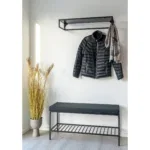 Vita Bench - Bench with cushion and shelf, black with black legs 100x36x48,5 cm - Afbeelding 6