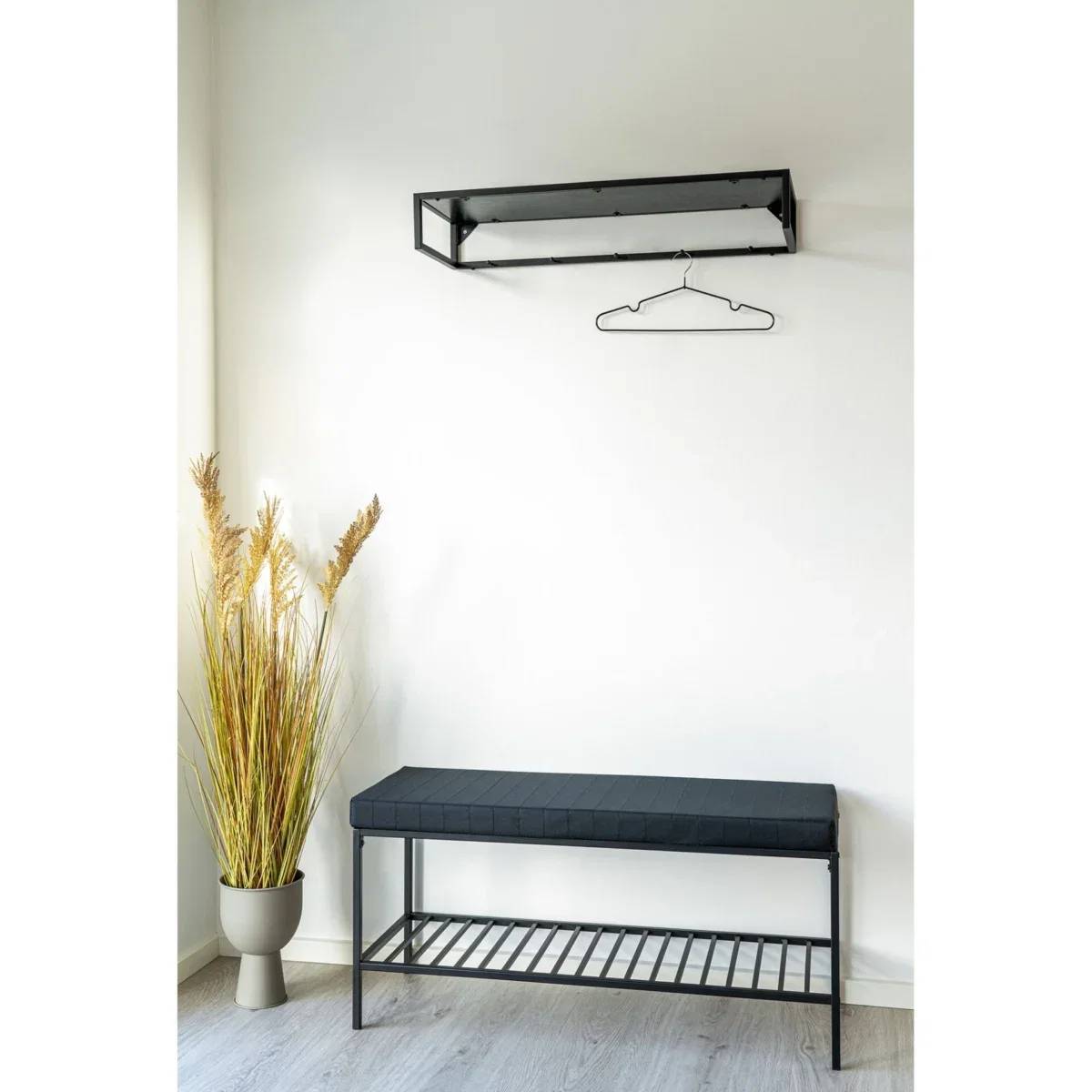 Vita Bench - Bench with cushion and shelf, black with black legs 100x36x48,5 cm - Afbeelding 9