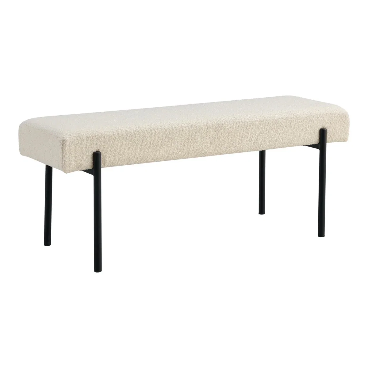 Swindon Bench - Bench, bouclé, white, black legs 100x36x42,5 cm, HN1232 - Afbeelding 2