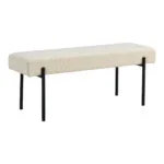 Swindon Bench - Bench, bouclé, white, black legs 100x36x42,5 cm, HN1232 - Afbeelding 2