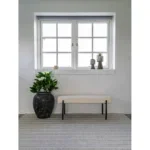 Swindon Bench - Bench, bouclé, white, black legs 100x36x42,5 cm, HN1232 - Afbeelding 3
