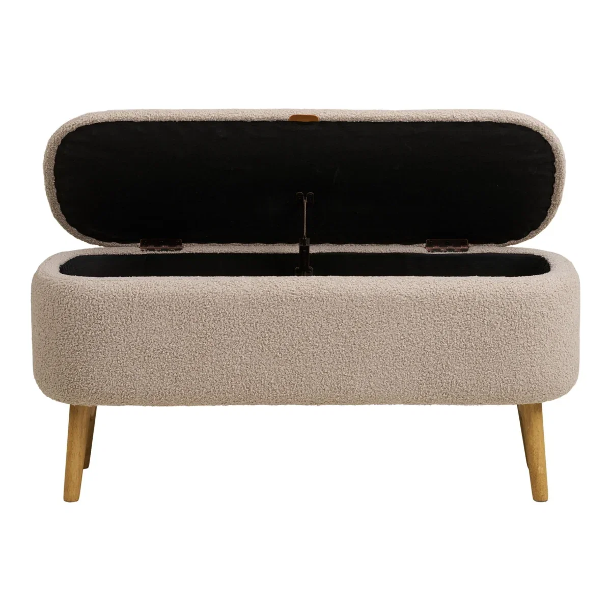 Harlow Bench - Bench with storage, bouclé, beige 95x37x45 cm, HN1063 - Afbeelding 3