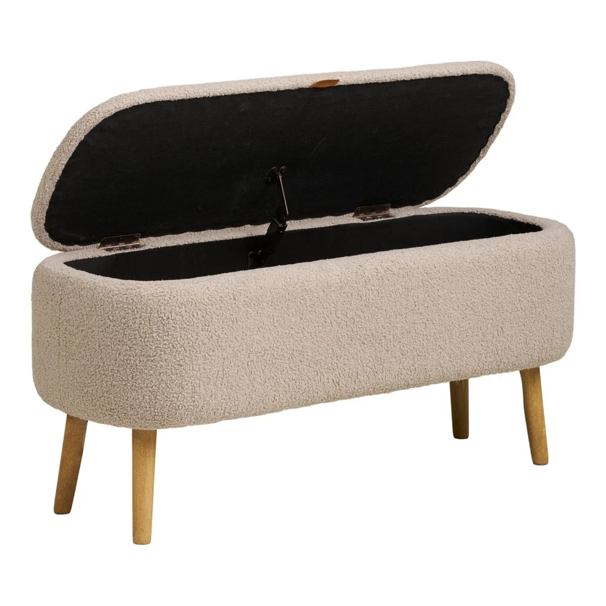 Harlow Bench - Bench with storage, bouclé, beige 95x37x45 cm, HN1063 - Afbeelding 4