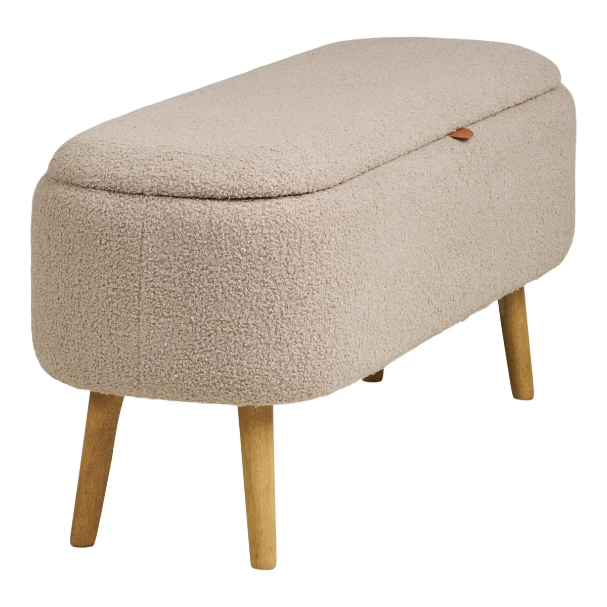Harlow Bench - Bench with storage, bouclé, beige 95x37x45 cm, HN1063 - Afbeelding 5