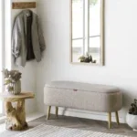 Harlow Bench - Bench with storage, bouclé, beige 95x37x45 cm, HN1063 - Afbeelding 10