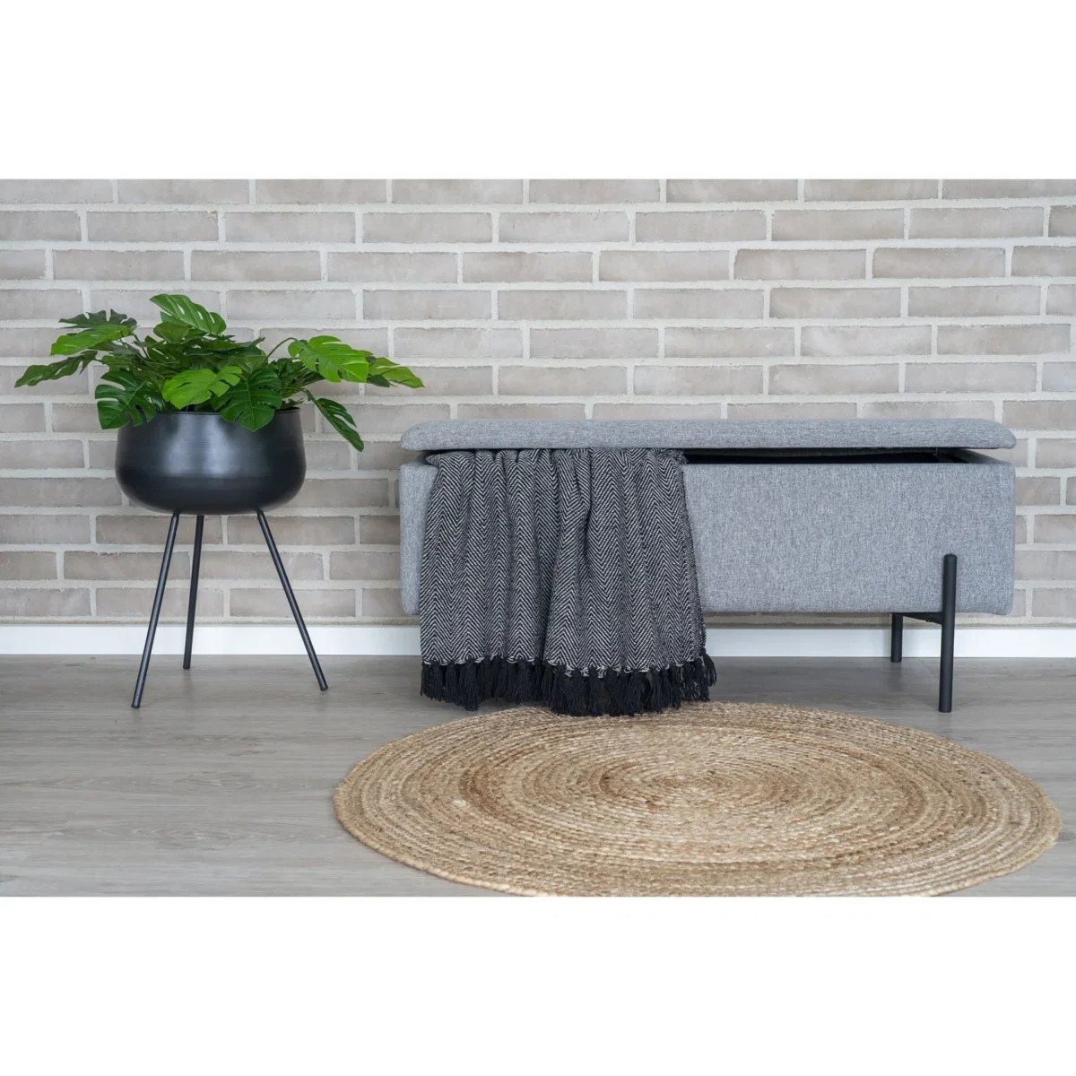 Watford Bench - Bench with storage, light grey 95x36,5x43 cm, HN1275 - Afbeelding 4