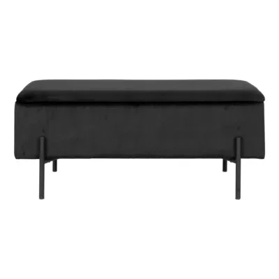 Watford Bench - Bench with storage, velvet, black 95x36,5x43 cm, HN1207