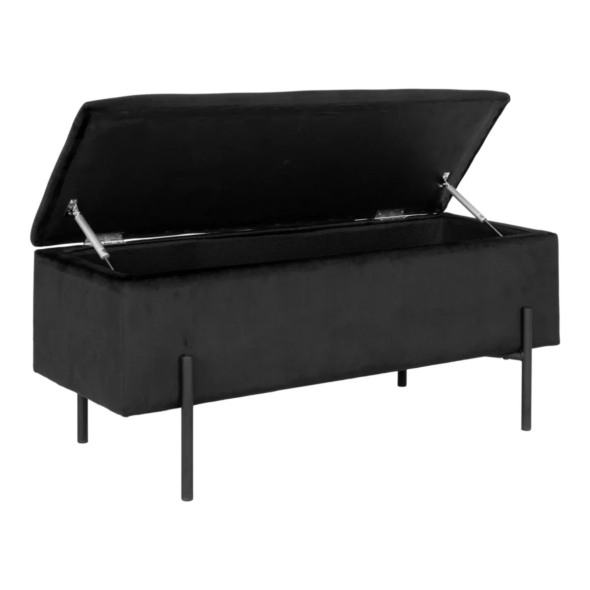 Watford Bench - Bench with storage, velvet, black 95x36,5x43 cm, HN1207 - Afbeelding 3