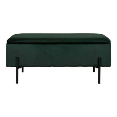 Watford Bench - Bench with storage, velour, green 95x36,5x43 cm, HN1206