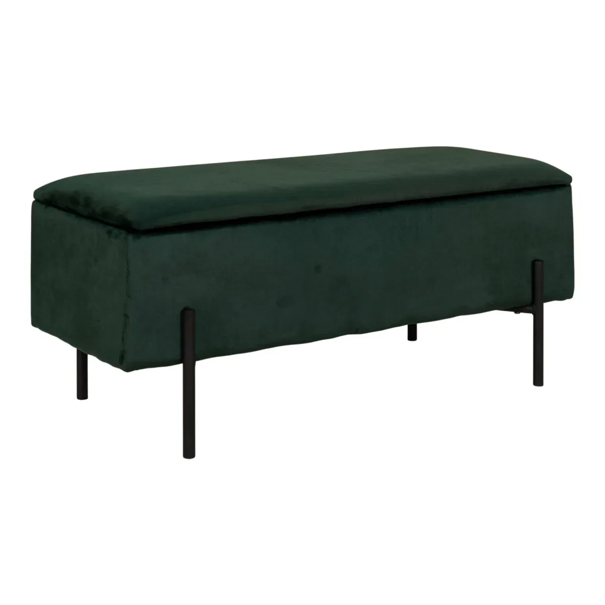 Watford Bench - Bench with storage, velour, green 95x36,5x43 cm, HN1206 - Afbeelding 2