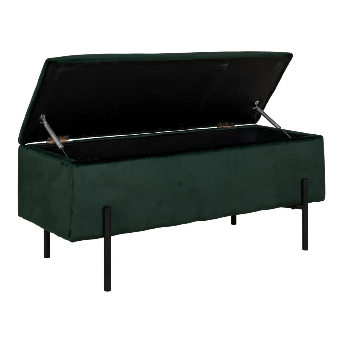 Watford Bench - Bench with storage, velour, green 95x36,5x43 cm, HN1206 - Afbeelding 3
