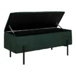 Watford Bench - Bench with storage, velour, green 95x36,5x43 cm, HN1206 - Afbeelding 3