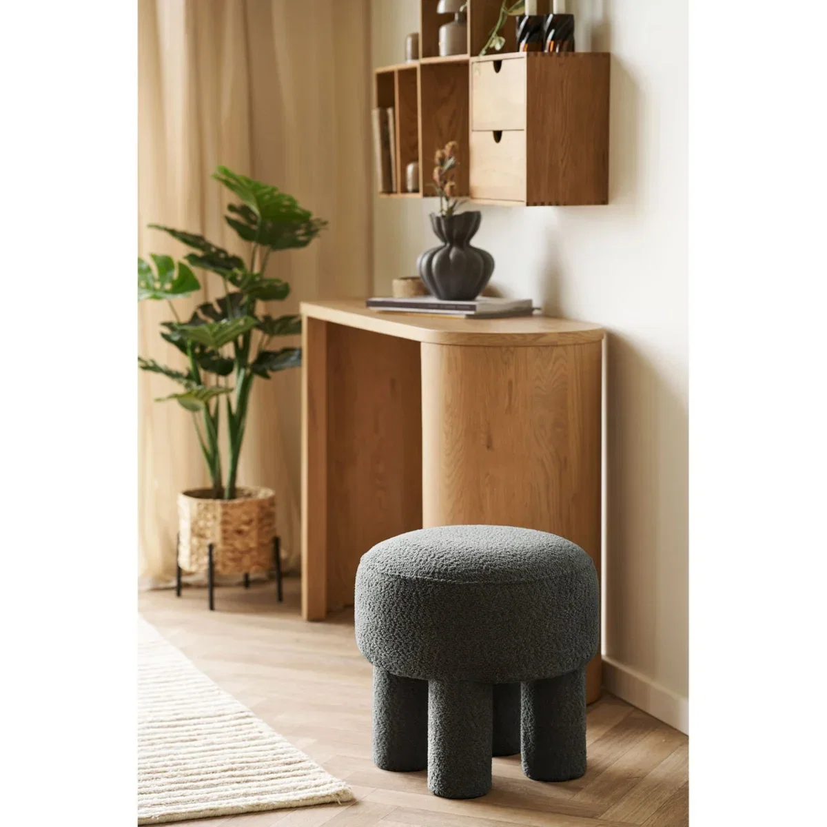 Canberra Pouf - Pouf, charcoal ø43x43 cm, HN1312 - Afbeelding 4