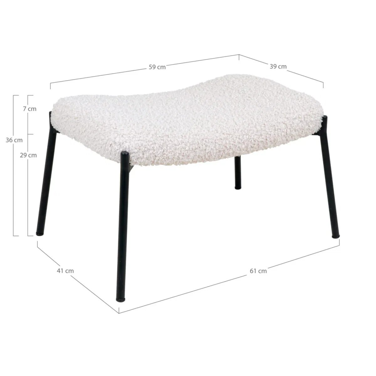 Glasgow Footrest - Footrest, artificial lambskin, white, black legs HN1090 - Afbeelding 4