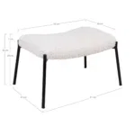 Glasgow Footrest - Footrest, artificial lambskin, white, black legs HN1090 - Afbeelding 4