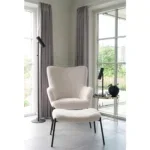 Glasgow Footrest - Footrest, artificial lambskin, white, black legs HN1090 - Afbeelding 5