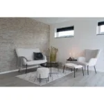 Glasgow Footrest - Footrest, artificial lambskin, white, black legs HN1090 - Afbeelding 6