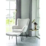 Glasgow Footrest - Footrest, artificial lambskin, white, black legs HN1090 - Afbeelding 7