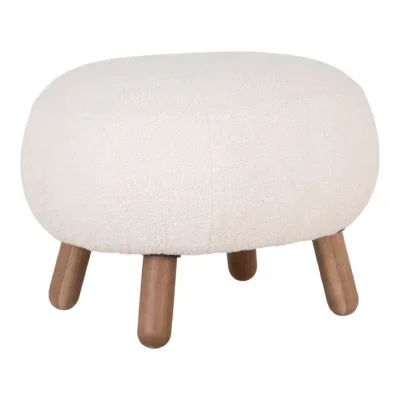 Savona Footrest - Footrest, artificial lambskin, artificial lambskin, white with walnut look legs HN1094