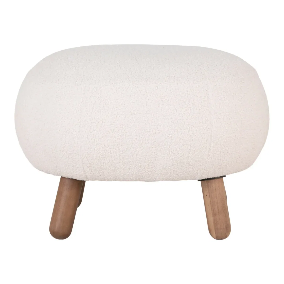 Savona Footrest - Footrest, artificial lambskin, artificial lambskin, white with walnut look legs HN1094 - Afbeelding 2