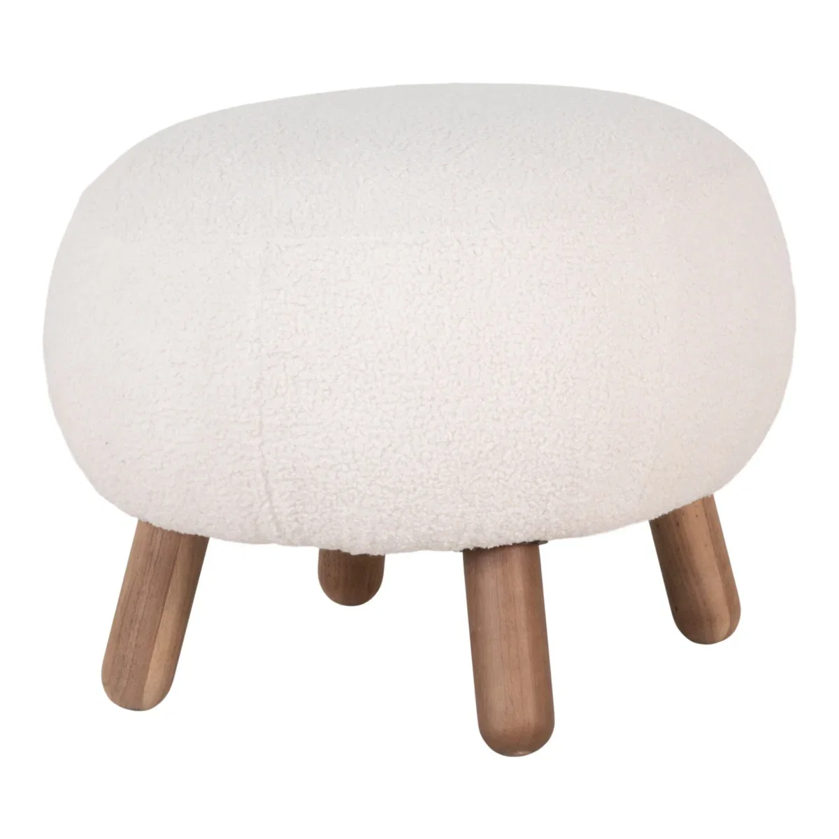 Savona Footrest - Footrest, artificial lambskin, artificial lambskin, white with walnut look legs HN1094 - Afbeelding 3