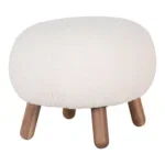 Savona Footrest - Footrest, artificial lambskin, artificial lambskin, white with walnut look legs HN1094 - Afbeelding 3