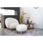 Savona Footrest - Footrest, artificial lambskin, artificial lambskin, white with walnut look legs HN1094 - Afbeelding 4