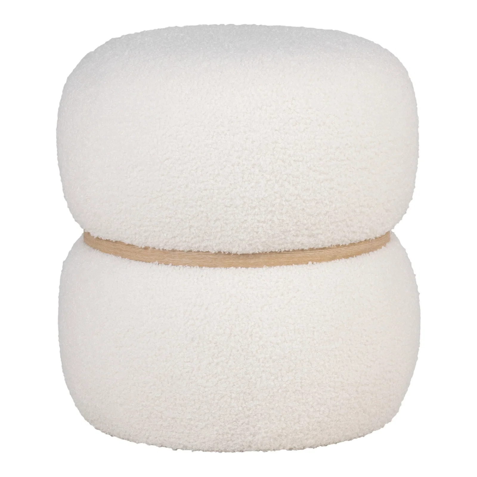 1501221-0.webp Milford Pouf - Pouf, teddy, white ø38x41 cm, HN1234 - Afbeelding 1