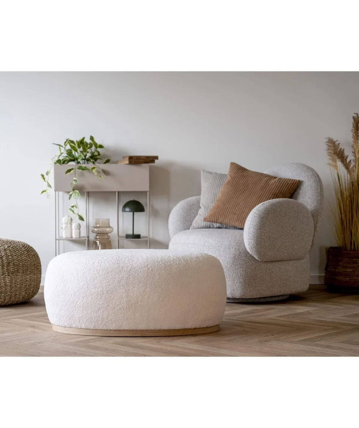 Manhattan Pouf - Pouf, teddy, white 54,5x88,5x36 cm, HN1235 - Afbeelding 5