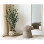 Enna Pouf - Pouf, artificial fur, brown ø45x45 cm, HN1062 - Afbeelding 3