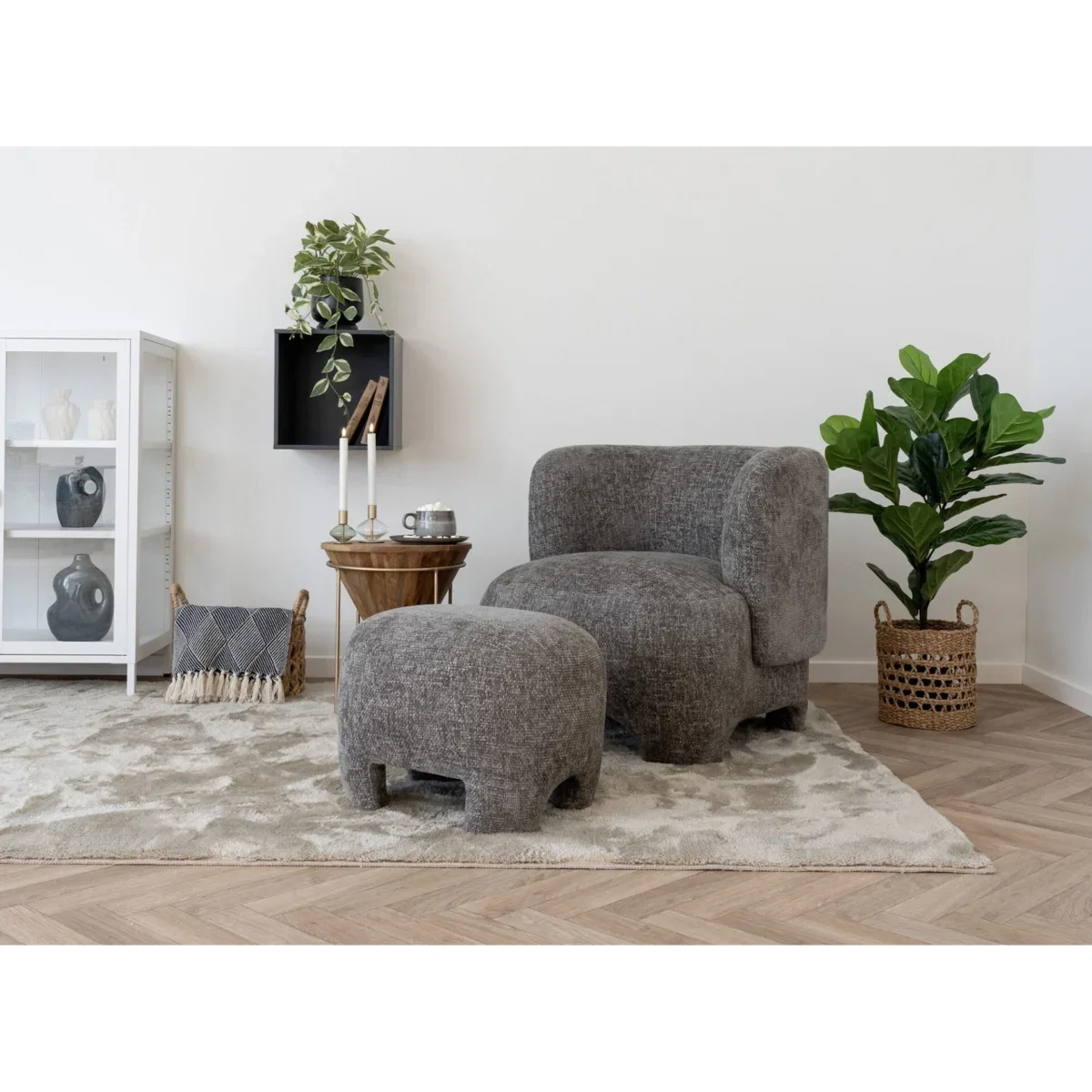 Nazare Pouf - Pouf, grey 53x41 cm, HN1280 - Afbeelding 4
