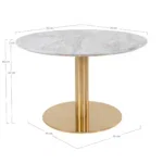 Bolzano Coffee Table - Coffee Table, marble look top, brass look base ø70x45 cm - Afbeelding 4