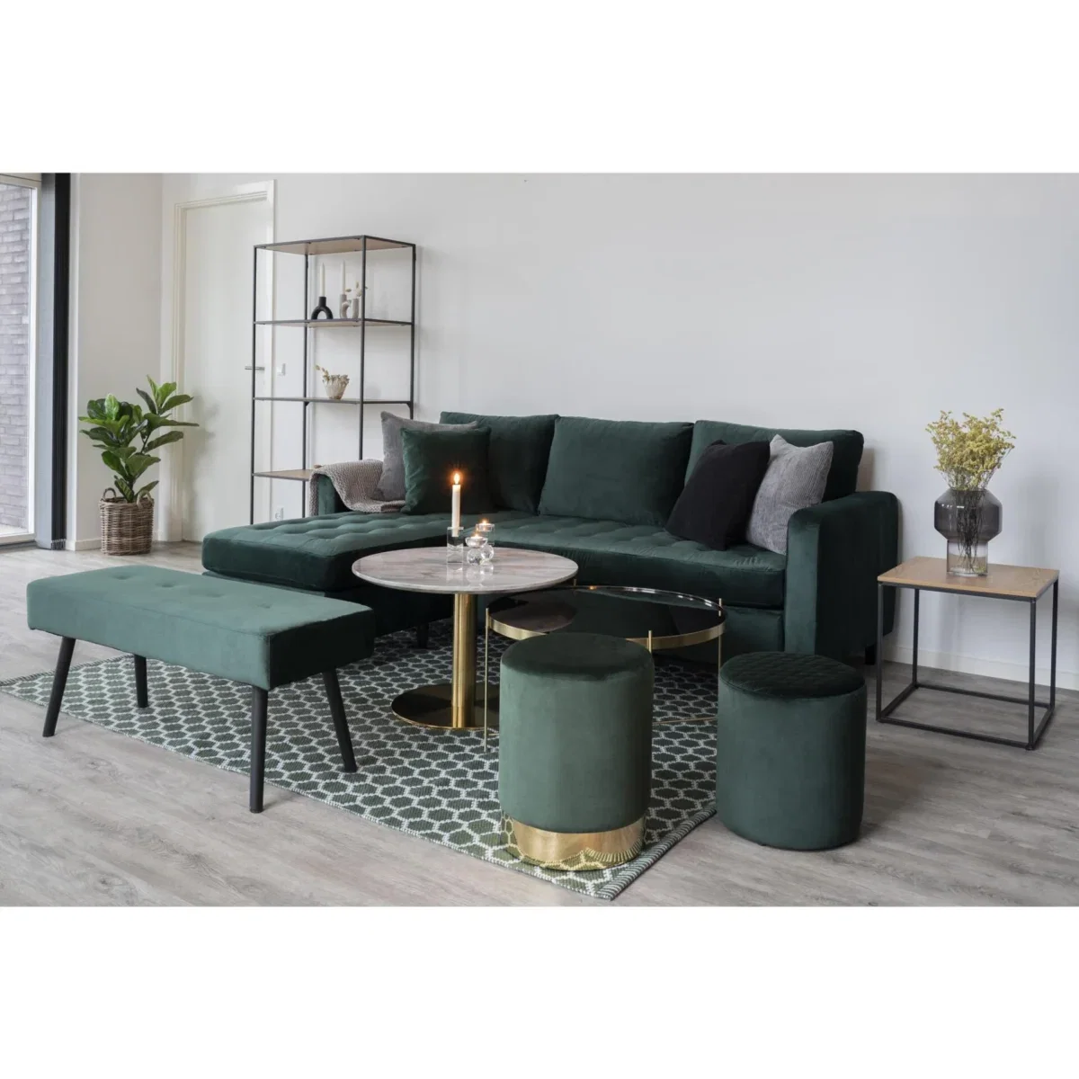 Bolzano Coffee Table - Coffee Table, marble look top, brass look base ø70x45 cm - Afbeelding 5