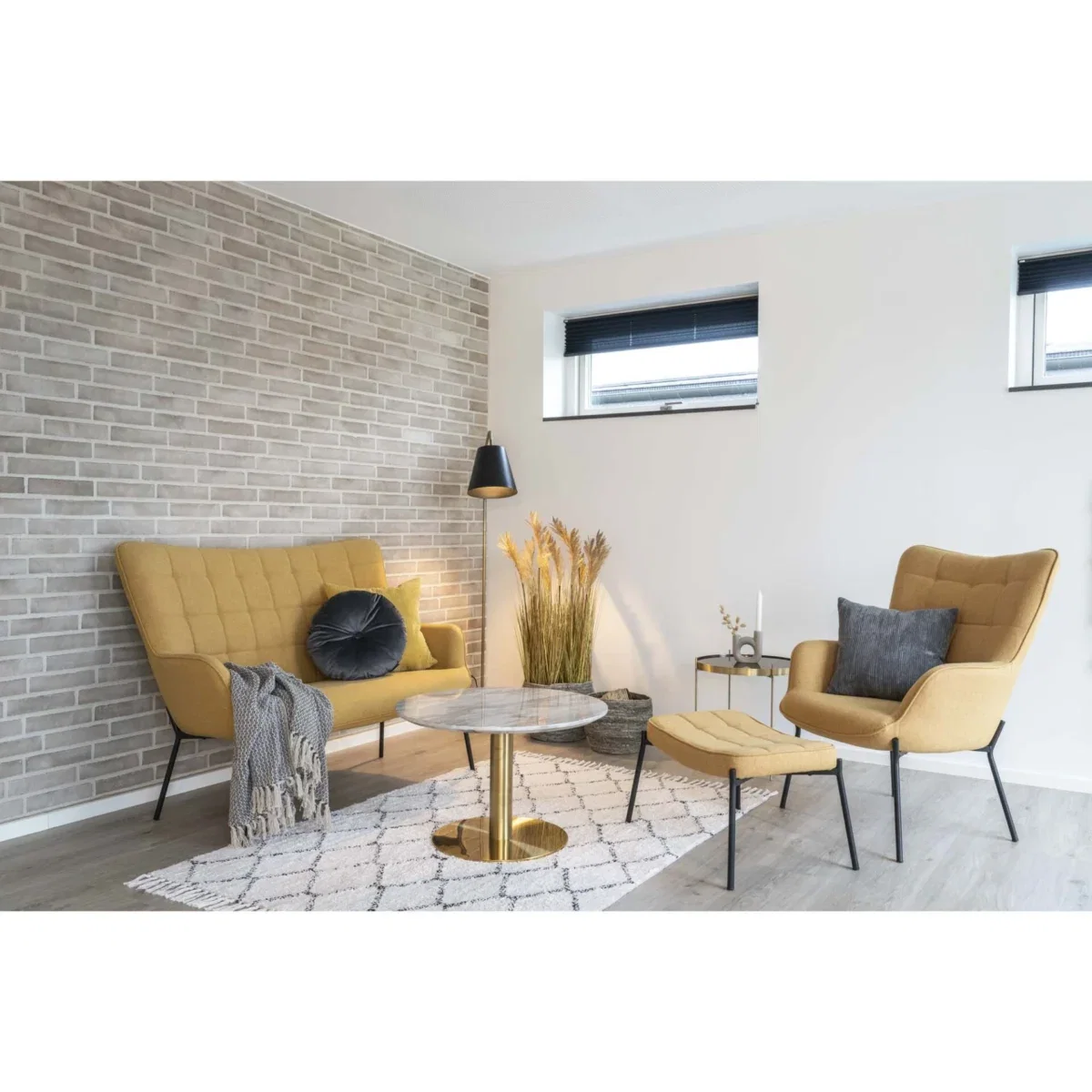 Bolzano Coffee Table - Coffee Table, marble look top, brass look base ø70x45 cm - Afbeelding 6