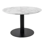 Bolzano Coffee Table - Coffee table, marble look top, white, black base ø70x45 cm
