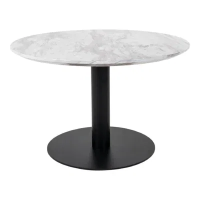 Bolzano Coffee Table - Coffee table, marble look top, white, black base ø70x45 cm