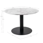 Bolzano Coffee Table - Coffee table, marble look top, white, black base ø70x45 cm - Afbeelding 4