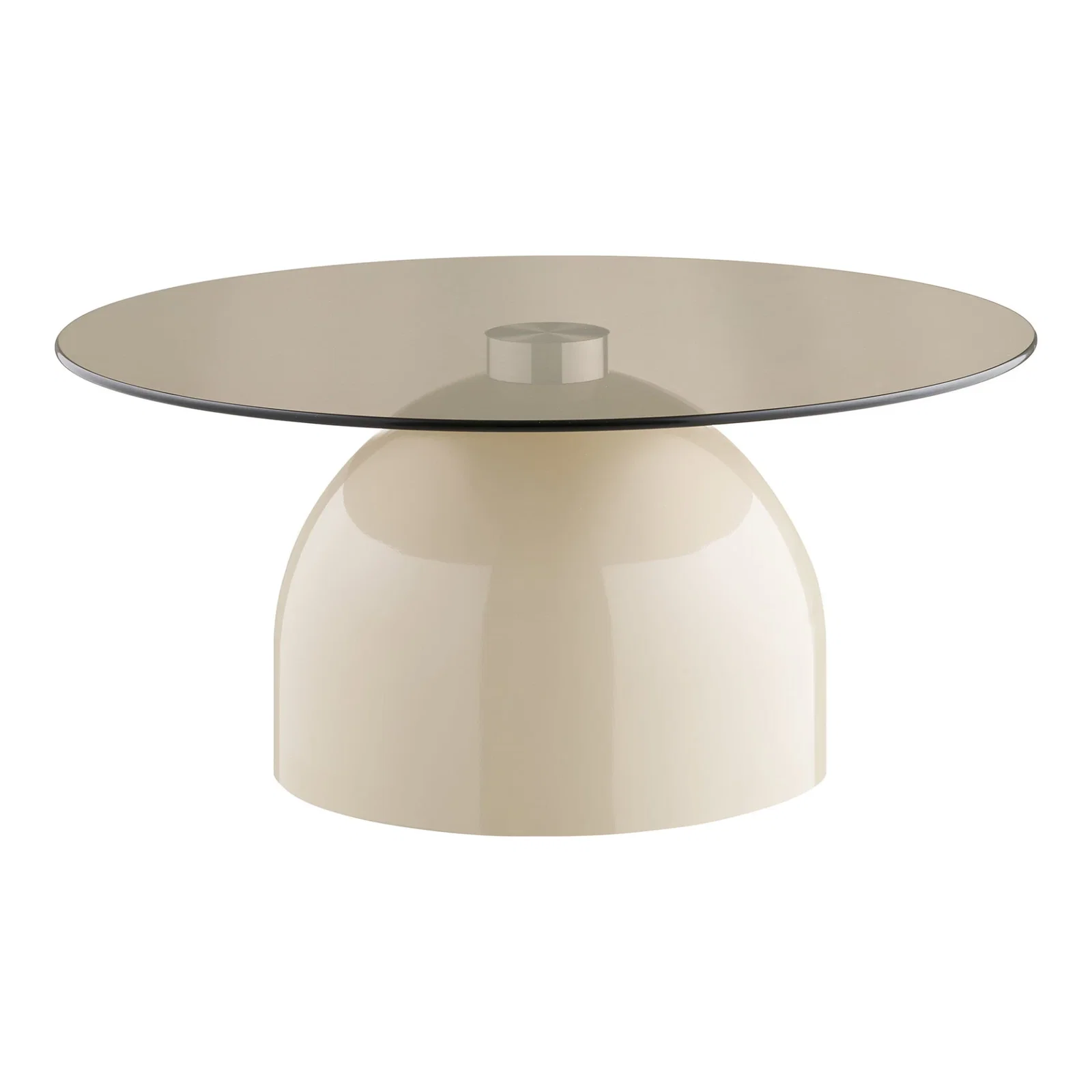 2101210-0.webp Ravello Coffee Table - Coffee table, tempered glass/metal, grey/beige ø70x33 cm - Afbeelding 1