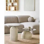 Ravello Coffee Table - Coffee table, tempered glass/metal, grey/beige  ø70x33 cm - Afbeelding 6