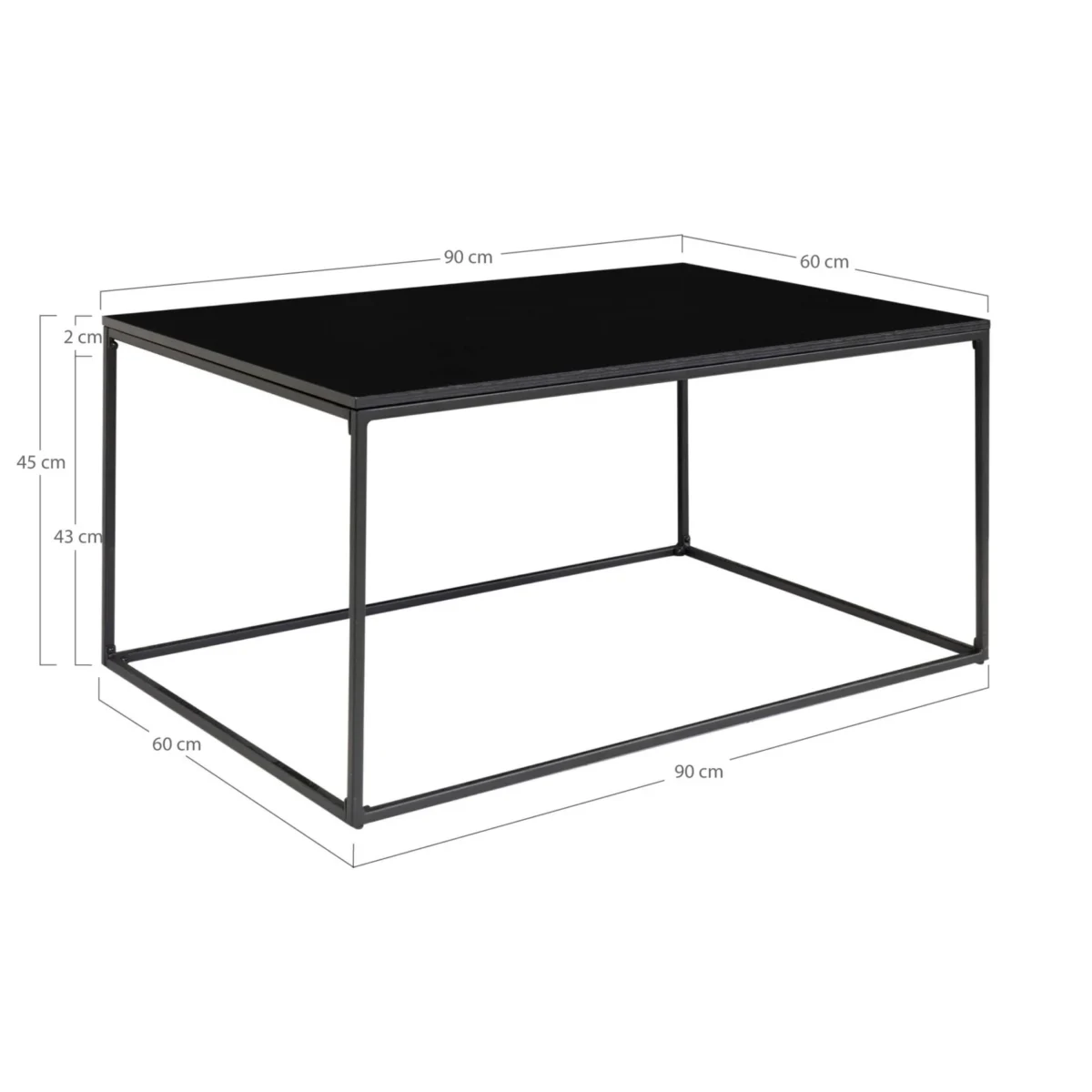 Vita Coffee table - Coffee table, black, black frame 60x90x45 cm - Afbeelding 6