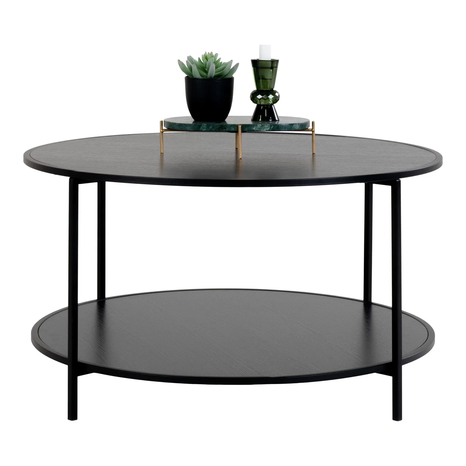 2101510-0.webp Vita Coffee table - Coffee table, black, black frame ø80x45 cm - Afbeelding 1