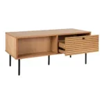 Kyoto Coffee Table - Coffee Table, 2 drawers, oak veneer, natural, black metal legs 50x100x45 cm - Afbeelding 2